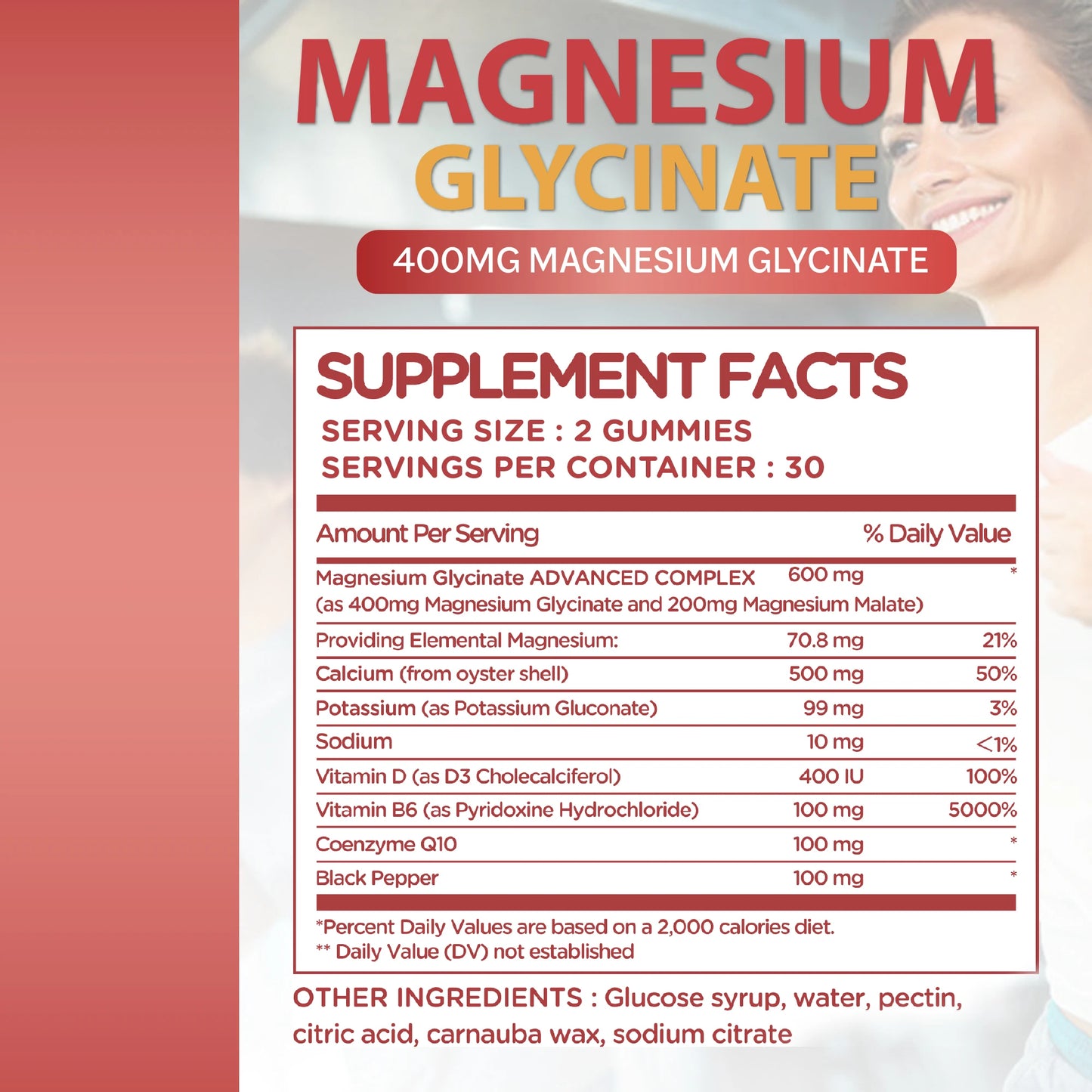 Magnesium Glycinate - Calm, Relieves Stress, Promotes Sleep, Support Memory, Concentration & Muscle Spasms - 60 Gummies