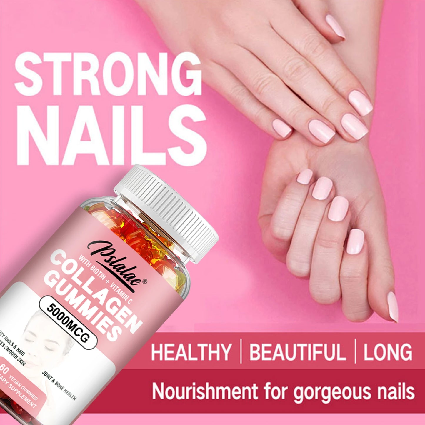 Collagen Gummies - with Biotin, Vitamin C - Supports Healthy Hair, Skin and Nails - 60 Gummies