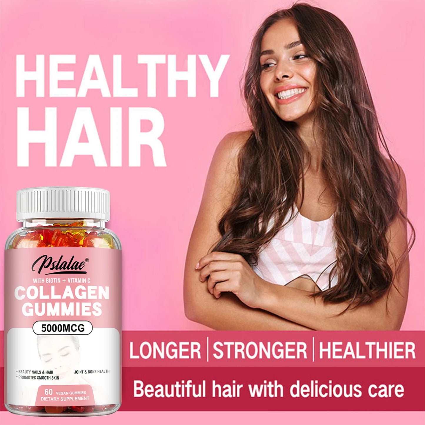 Collagen Gummies - with Biotin, Vitamin C - Supports Healthy Hair, Skin and Nails - 60 Gummies
